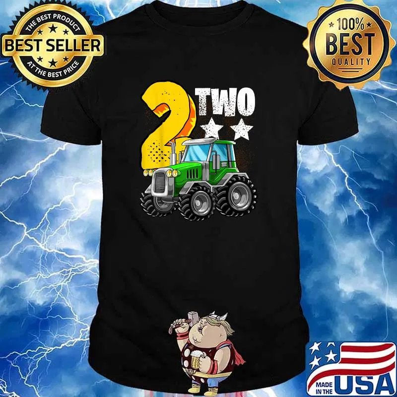 2nd Tractor Birthday Party Farm Educational 2 Year Old T-Shirt