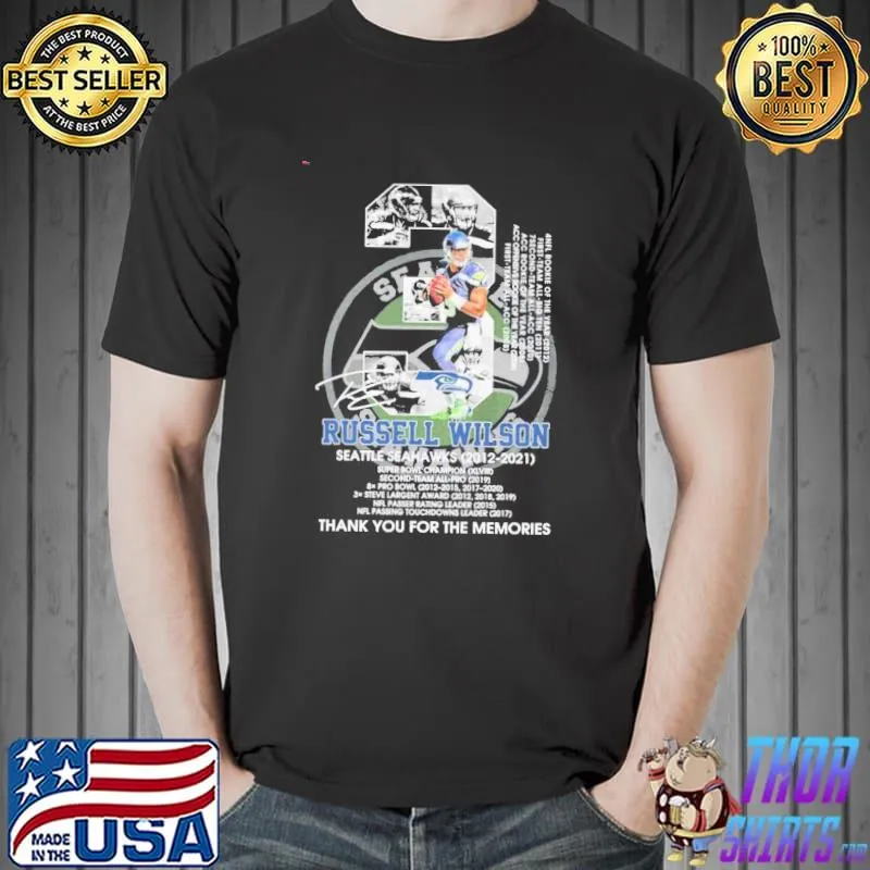 3 Russell Wilson Seattle Seahawks 2012-2021 thank you for the memories s Unisex