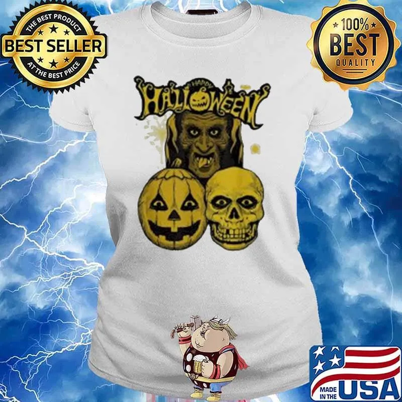 4 Lightning Match Vintage Happy Halloween Pumkin Classic Shirt Ladies tee
