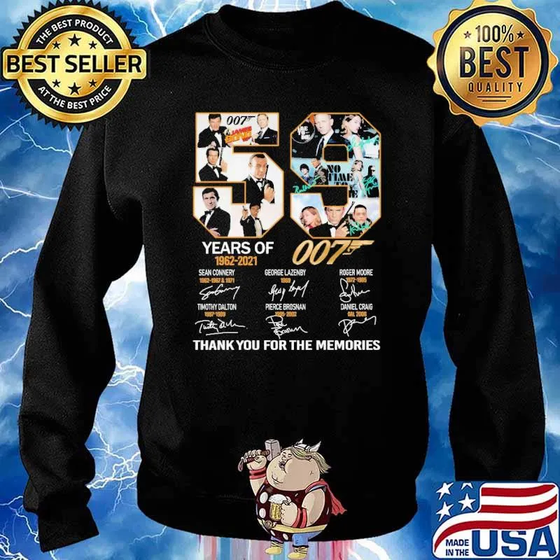 59 Years Of 1962 2021 007 Thank You For The Memories Shirt Sweater