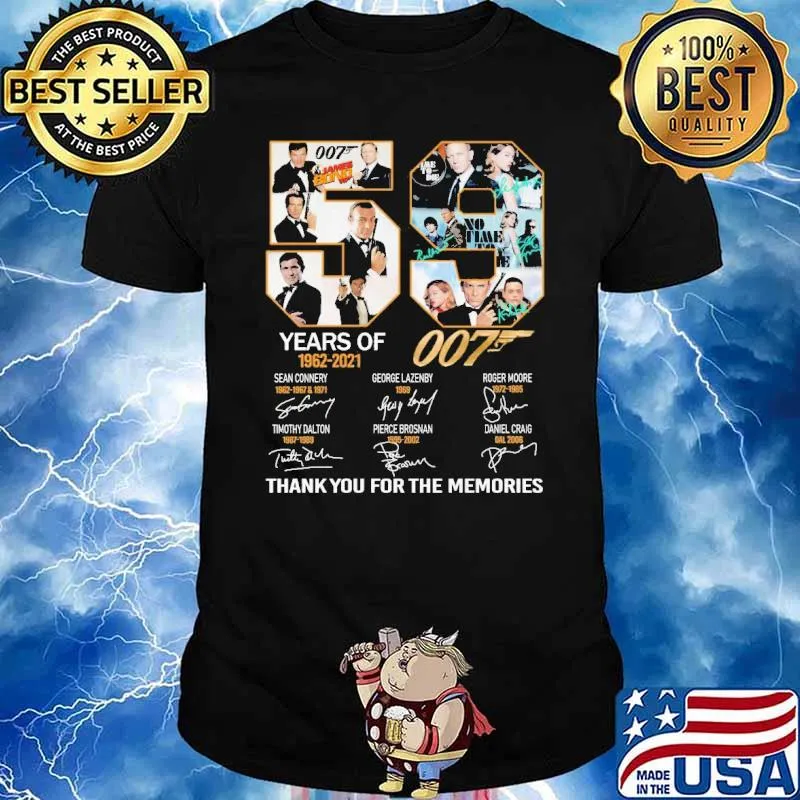 59 Years Of 1962 2021 007 Thank You For The Memories Shirt