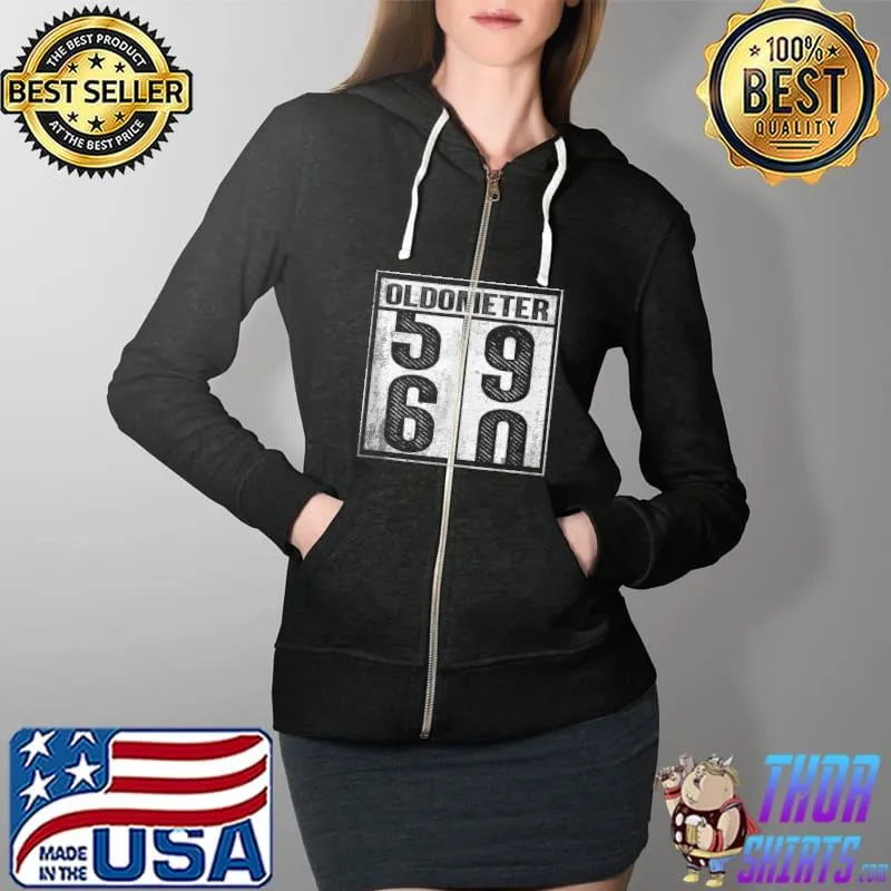 60th Birthday Funny Gift Men Women Oldometer 59 60 T-s Full Zip Hooded