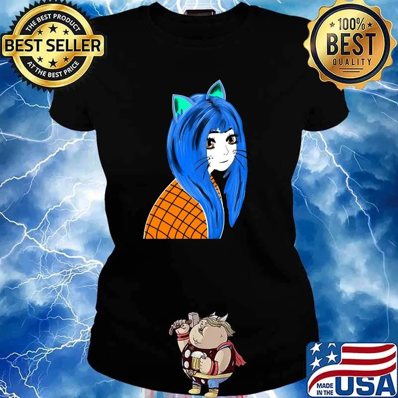 Adorable Neko Cat Illustration Nekomimi T-s Ladies tee