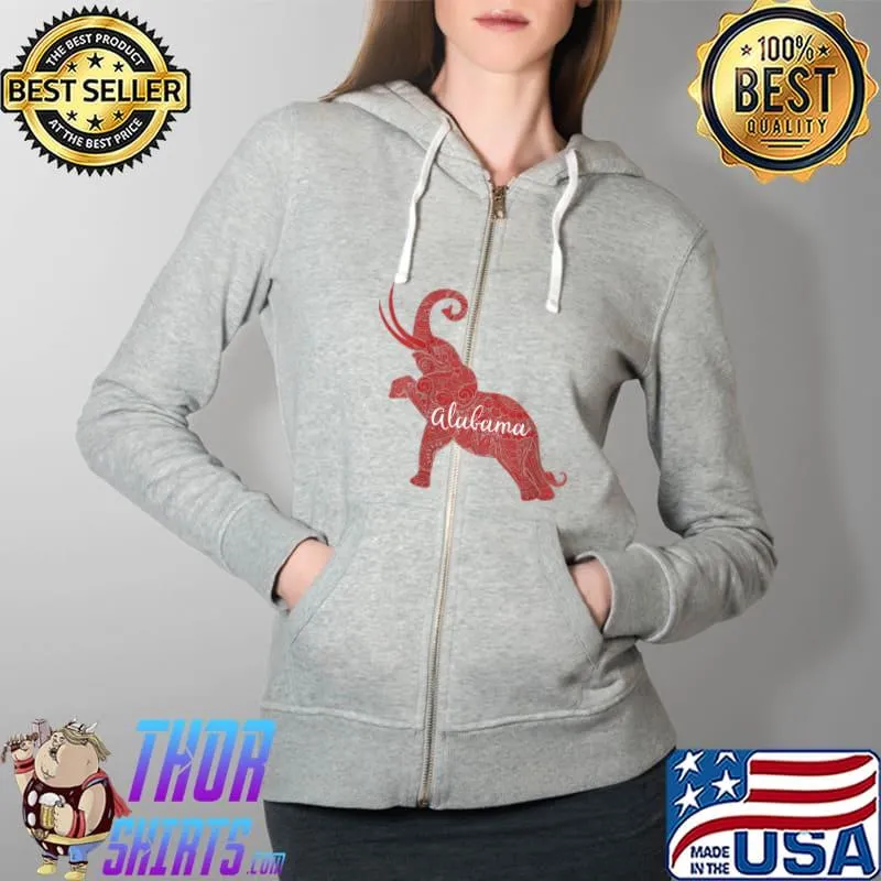 Alabama State Red Elephant Tide Football Distressed T-Shirt Full Zip Hooded