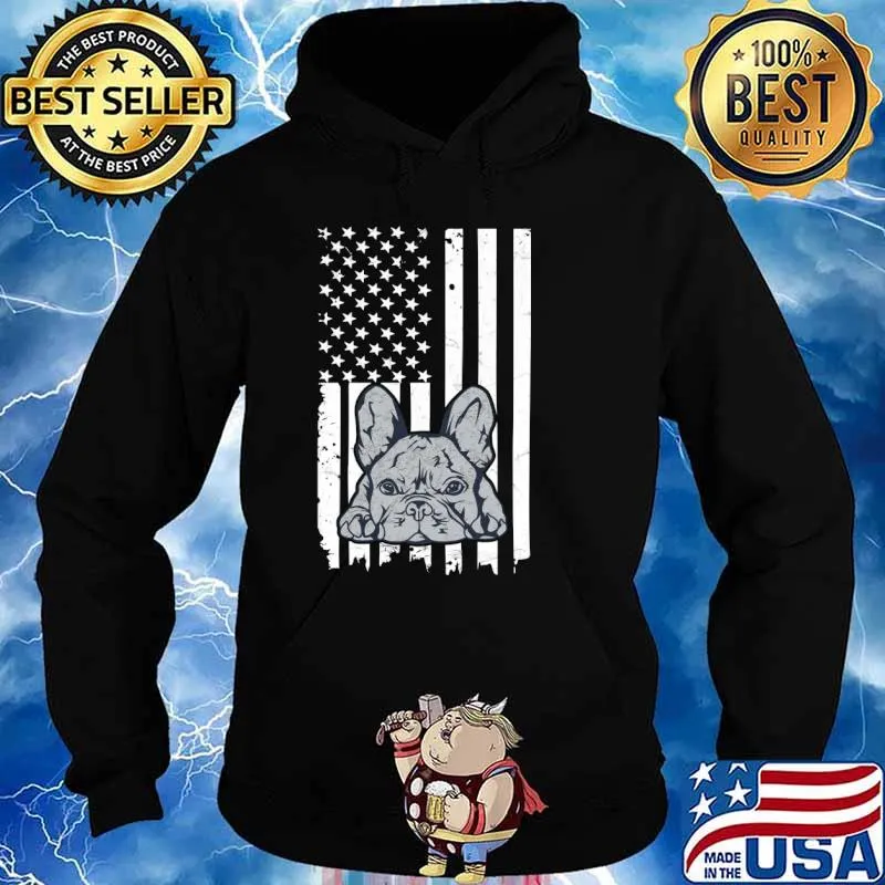 American Flag Usa French Bulldog 4th of July T-Shirt Hoodie