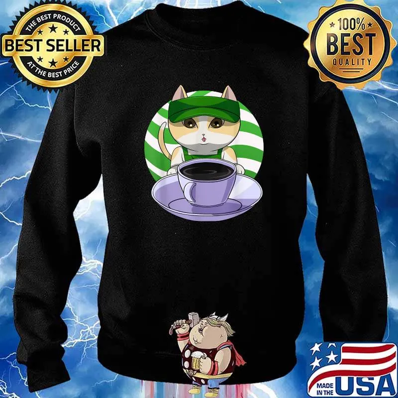 American Shorthair Cat Coffee Lover Barista T-Shirt Sweater