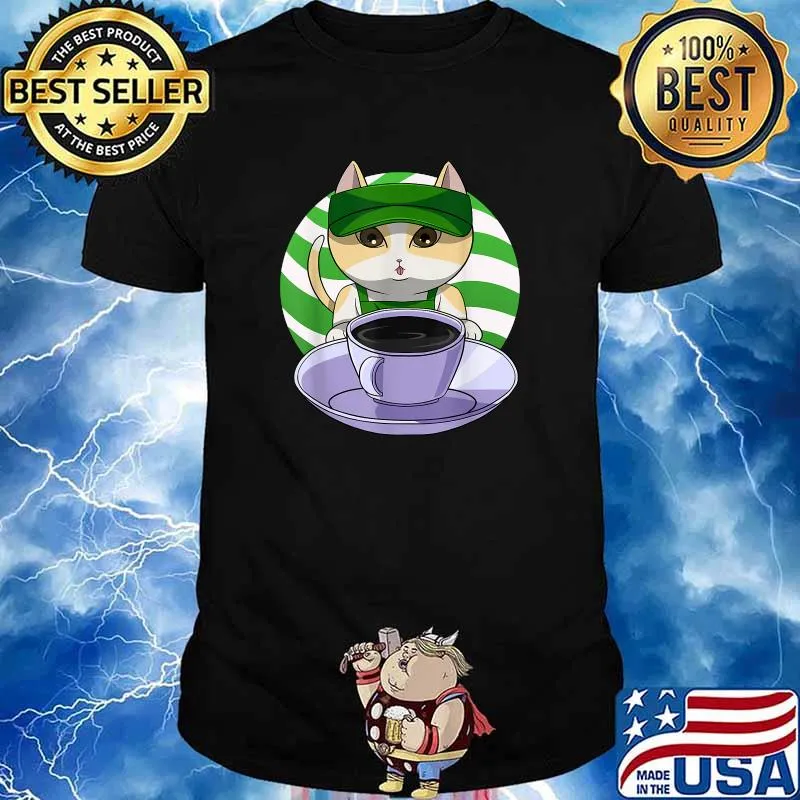 American Shorthair Cat Coffee Lover Barista T-Shirt