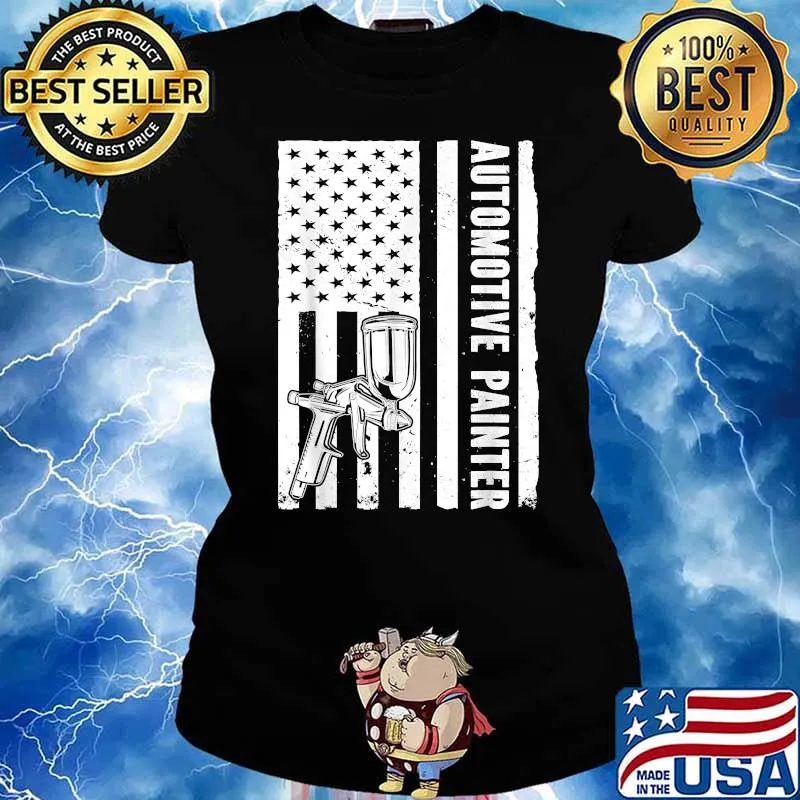 Auto Body Painter USA Flag Automotive Painter T-Shirt Ladies tee
