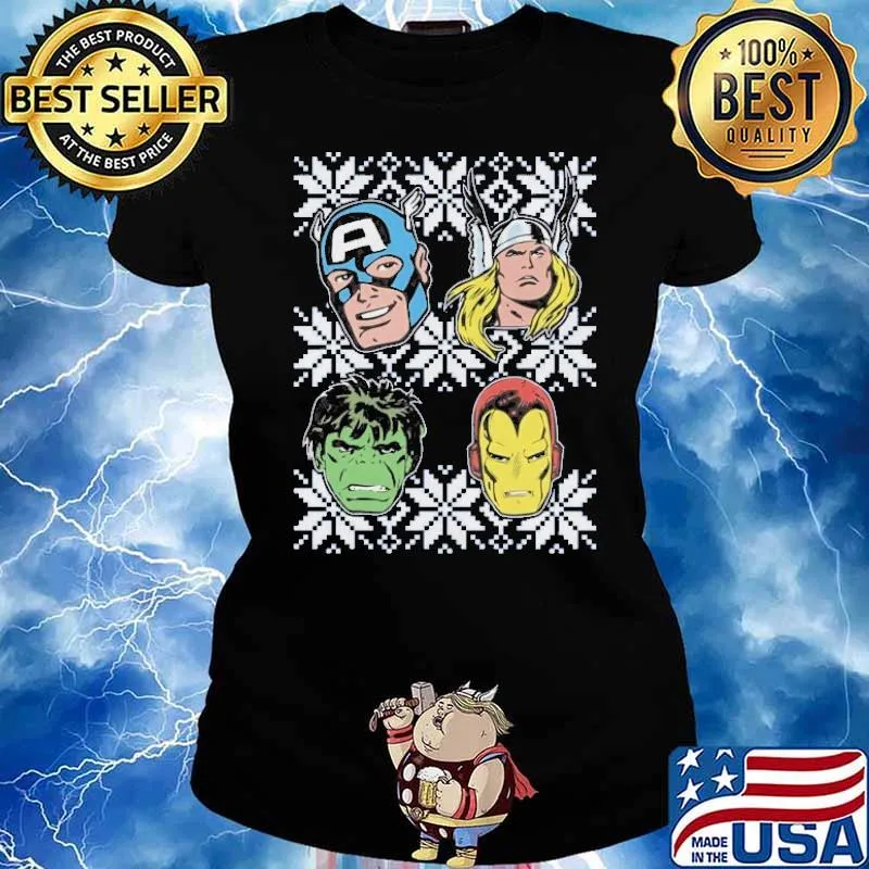 Avengers Ugly Holiday Captain Loki Hulk Ironman s Ladies tee