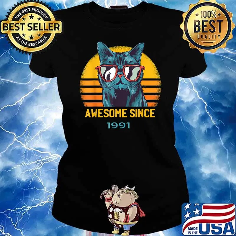Awesome Cat Since 1991 vintage T-Shirt Ladies tee