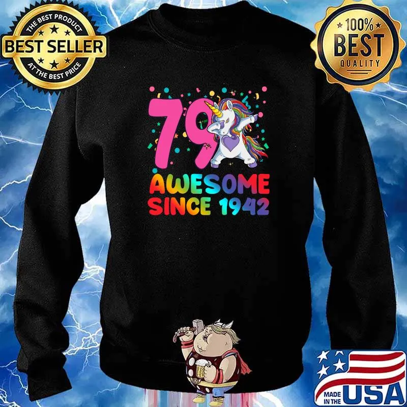 Awesome Since 1942 Dabbing Unicorn 79 year old 79th Birthday T-s Sweater