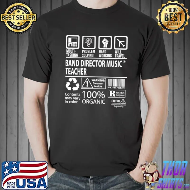 Band Director Music Teacher MultiTasking Certified Job Gift Item Tee T-Shirt Unisex
