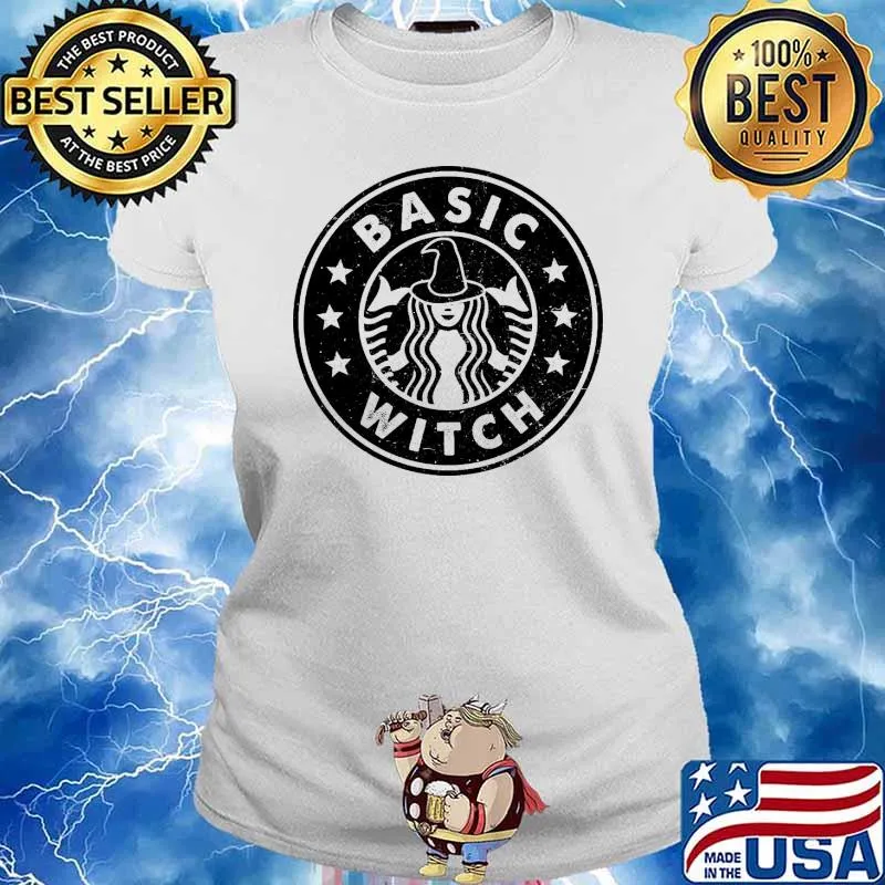 Basic witch with starbuck logo coffee halloween s Ladies tee