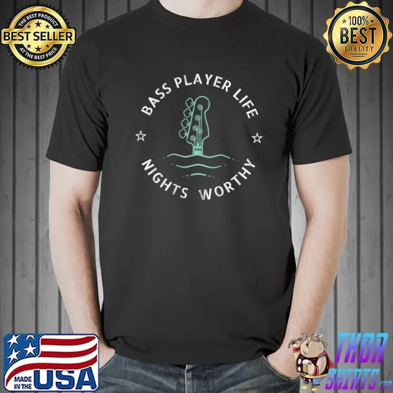 Bass Headstock Bass Player Life Nights Worthy Dark Theme T-Shirt Unisex