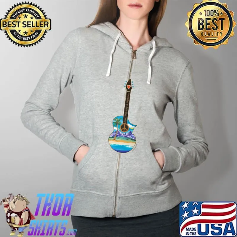 Beach Guitar Long Sleeve T-Shirt Full Zip Hooded