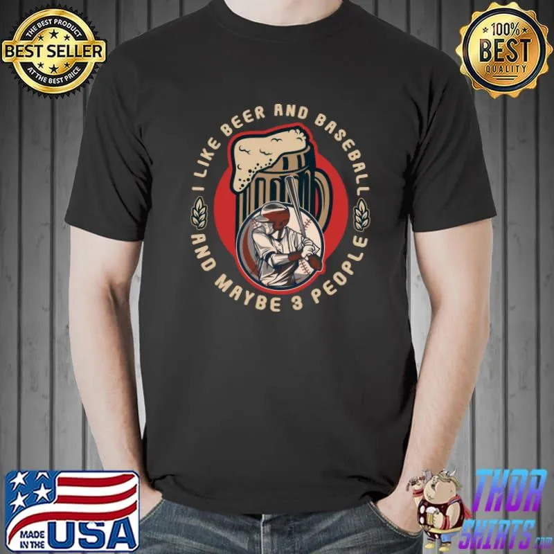 Beer Baseball 3 People Player Beer Love T-Shirt Unisex