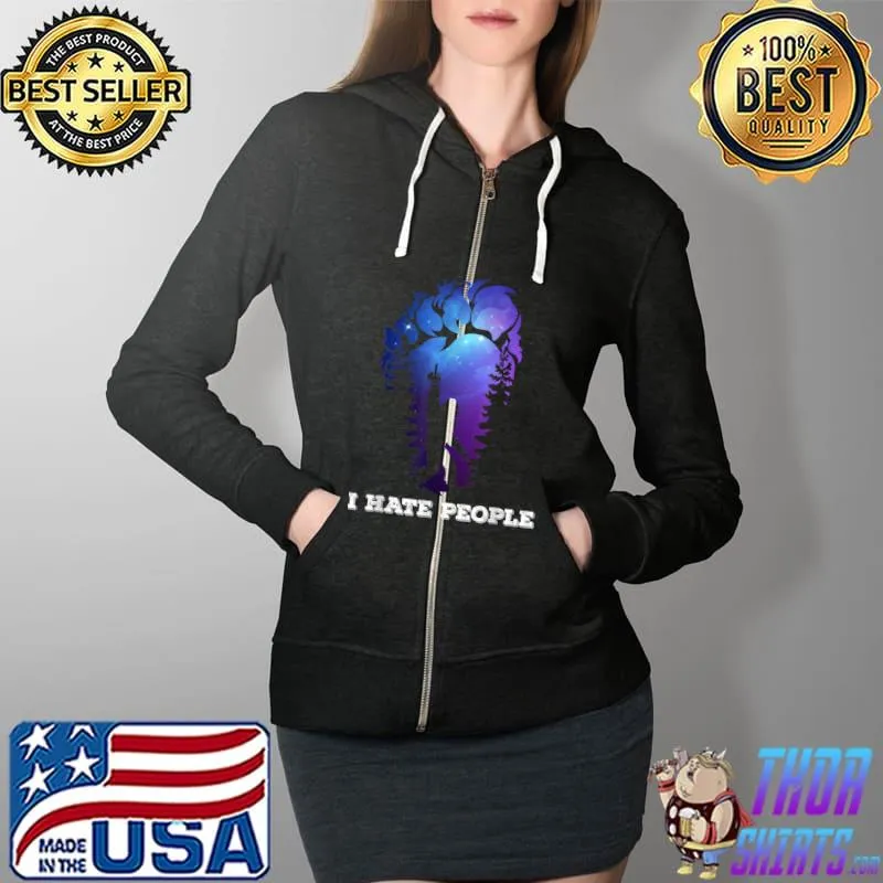 Bigfoot Footprint I hate people , camping T-Shirt Full Zip Hooded