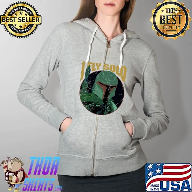Boba Fett I Fly Solo Star Wars T-Shirt Full Zip Hooded