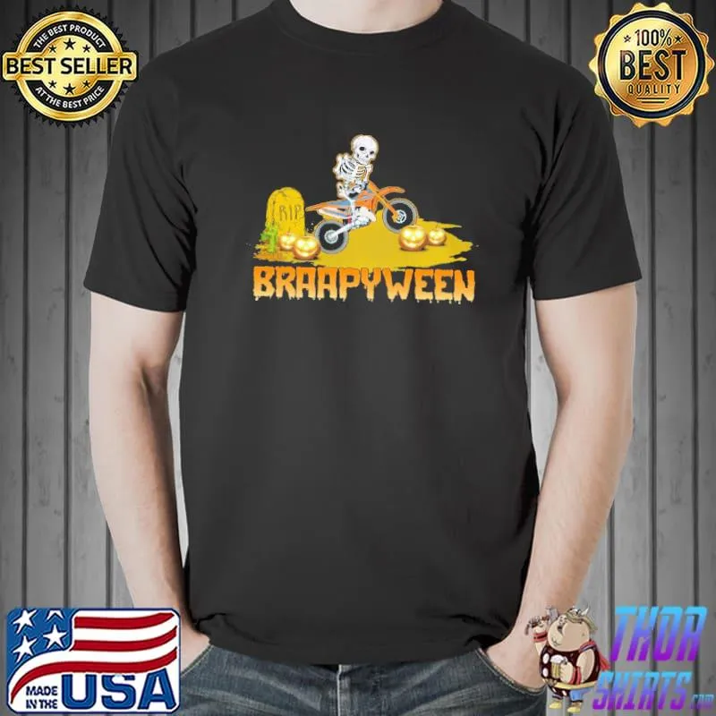 Braaapyween Costume Halloween Dirt Bike Skull Shirt Unisex