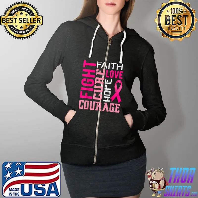 Breast cancer awareness shirts for women Faith T-Shirt Full Zip Hooded