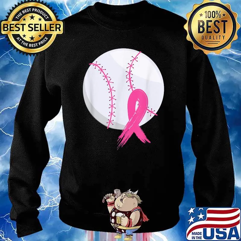 Breast Cancer Pink Ribbon Baseball Awareness Costume T-Shirt Sweater