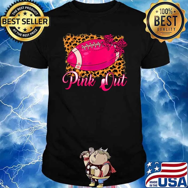 Breast Cancer Ribbon Pink Out Football Pink Ribbon Bleached T-Shirt