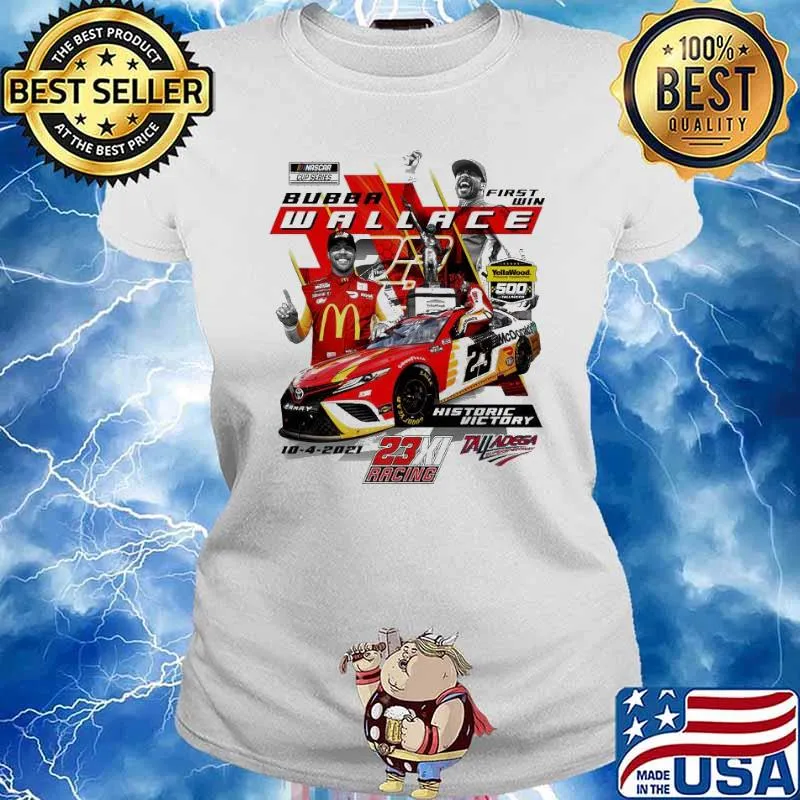 Bubba Wallace Checkered Flag 2021 YellaWood 500 Race Winner s Ladies tee