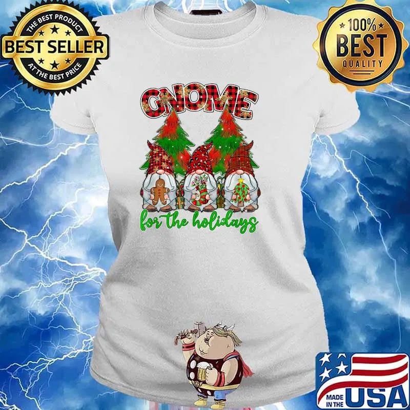Bufalo Plaid Gnome For Holidays Xmas Trees Cookie Leopard T-Shirt Ladies tee