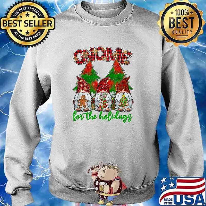 Bufalo Plaid Gnome For Holidays Xmas Trees Cookie Leopard T-Shirt Sweater