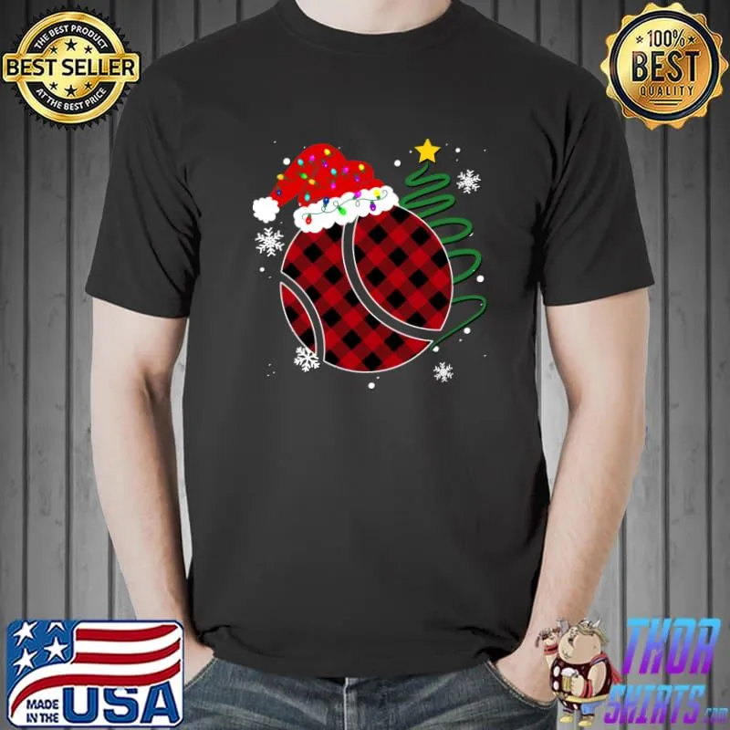 Buffalo Red Plaid Tennis Ball Christmas Sport Xmas Pajama T-Shirt Unisex