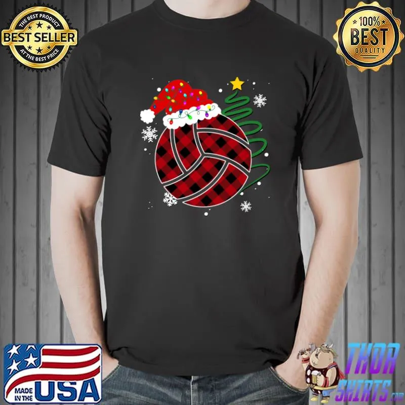 Buffalo Red Plaid Volleyball Christmas Sport Xmas Pajama T-Shirt Unisex