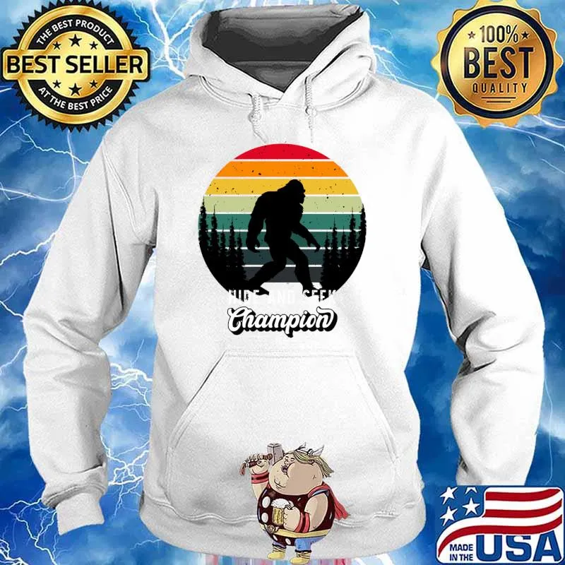 Camper Hide and Seek Bigfoot Champion Retro 1967 Funny T-Shirt Hoodie