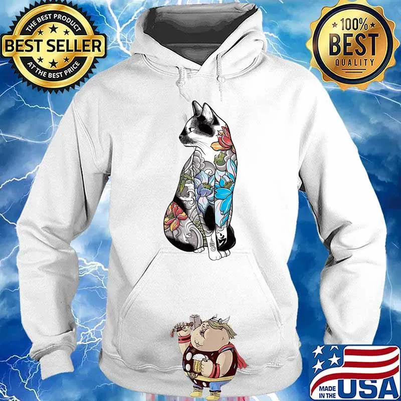 Cat in Lotus Tattoo Classic T-Shirt Hoodie