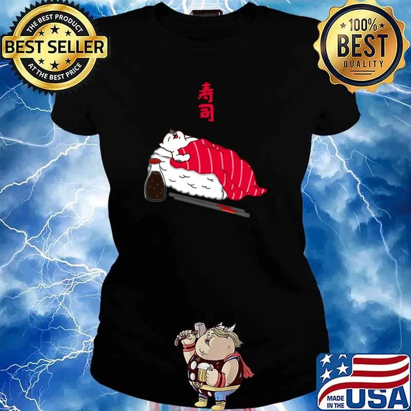 Cat Sushi Sleeping Cat Tuna Sushi T-Shirt Ladies tee