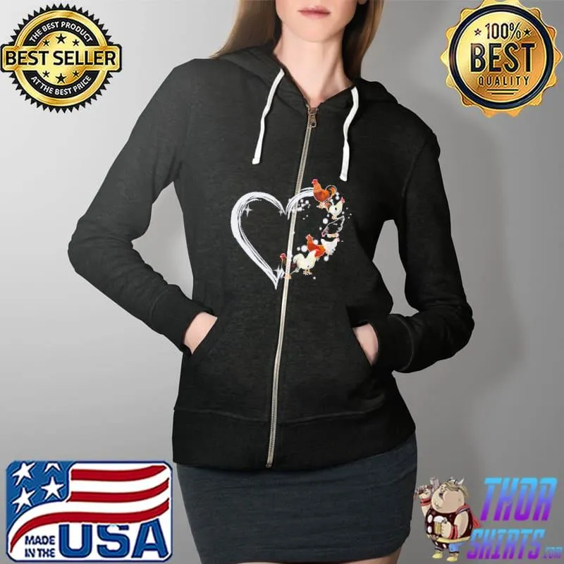 Chicken Loves Heart Shirt Full Zip Hooded
