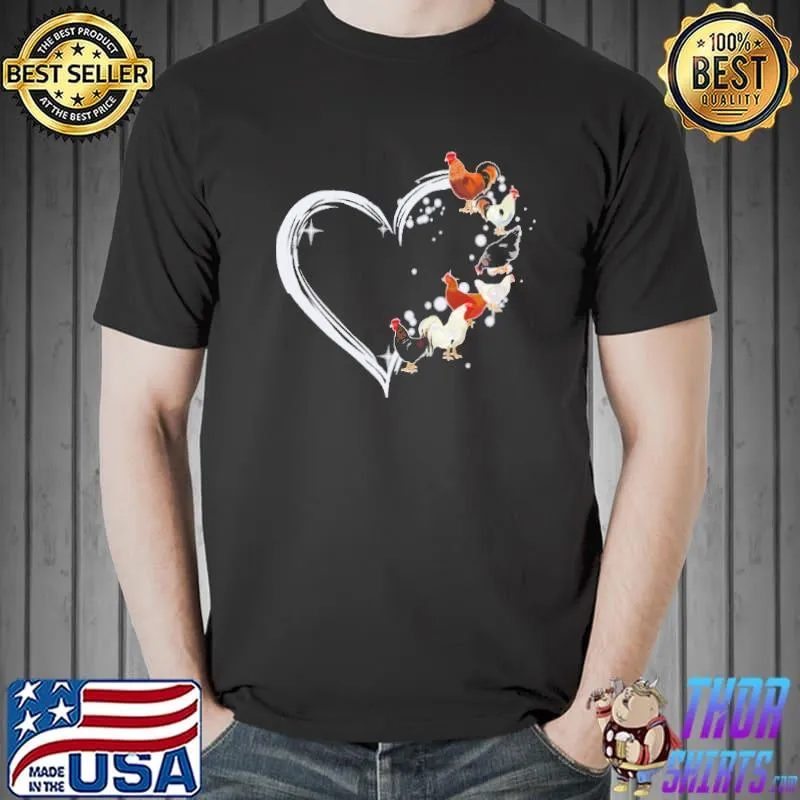 Chicken Loves Heart Shirt Unisex