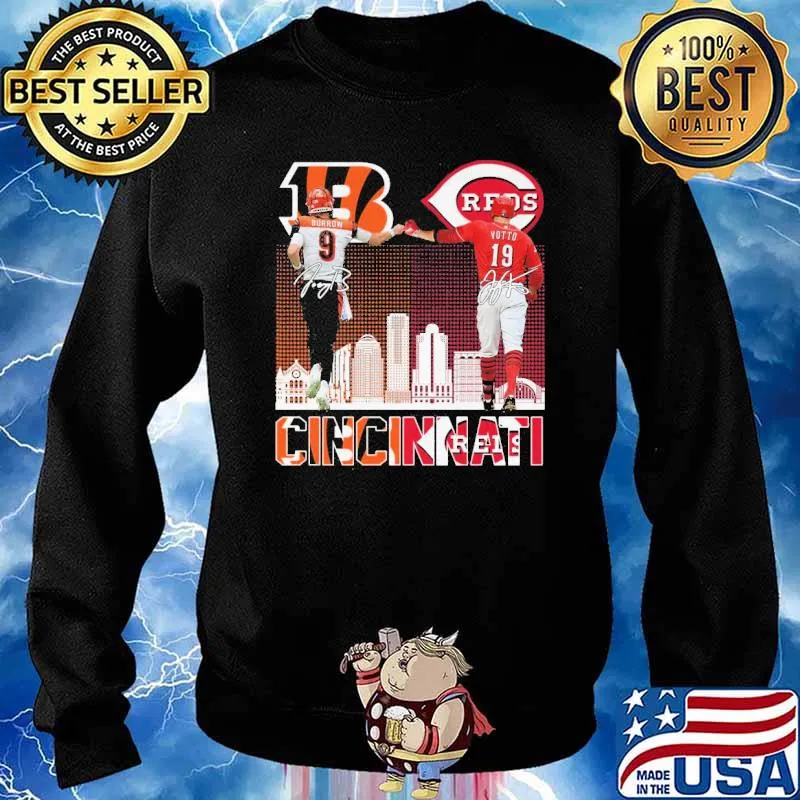 Cincinnati Bengals Joe Burrow and Cincinnati Reds Joey Votto signatures s Sweater