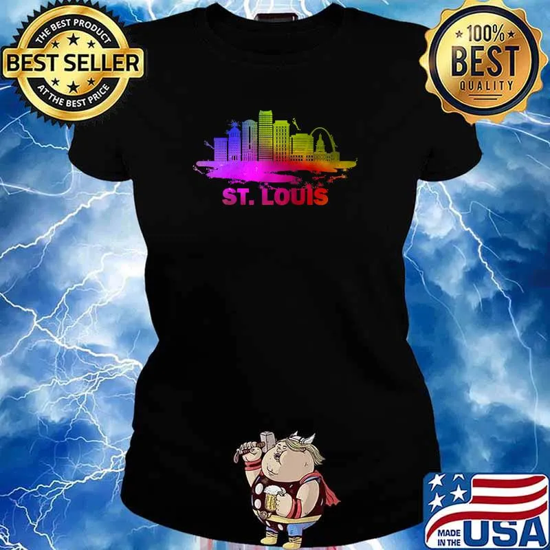 Colorful St. Louis Cityscape - St. Louis Missouri Skyline Raglan T-s Ladies tee