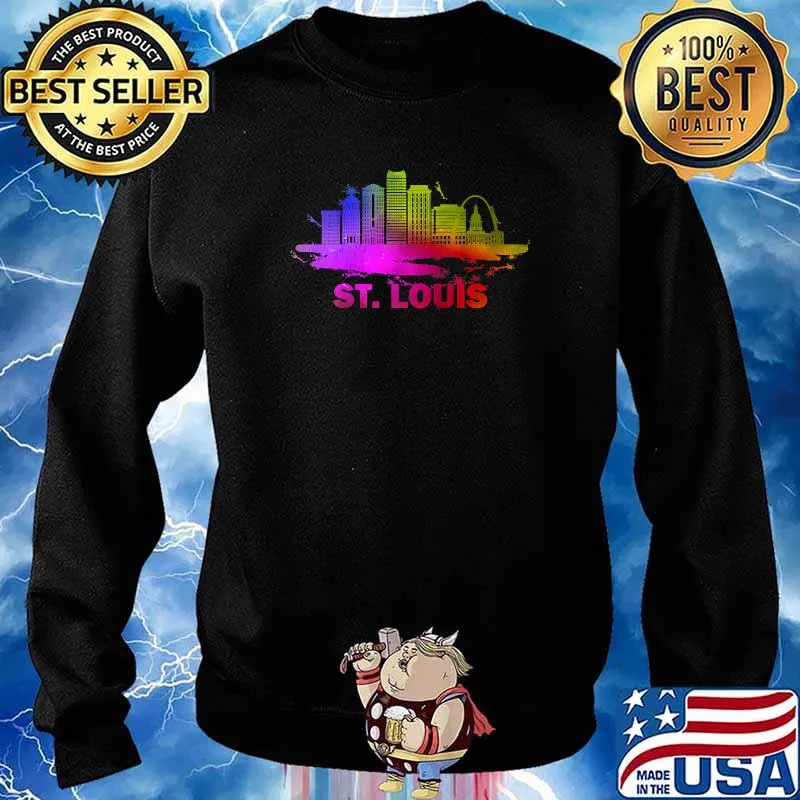 Colorful St. Louis Cityscape - St. Louis Missouri Skyline Raglan T-s Sweater
