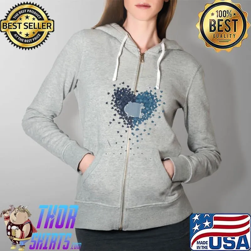 Common Mini Heart North Carolina Tar Heels football Shirt Full Zip Hooded