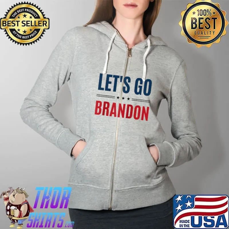 Conservative US Flag Let’s Go Brandon Raglan Baseball T- Full Zip Hooded