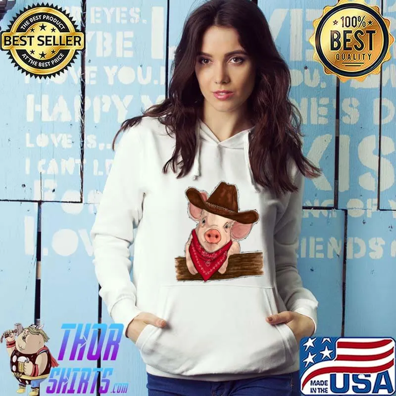 Cowboy Pig Cute Pig Farmer T-Shirt