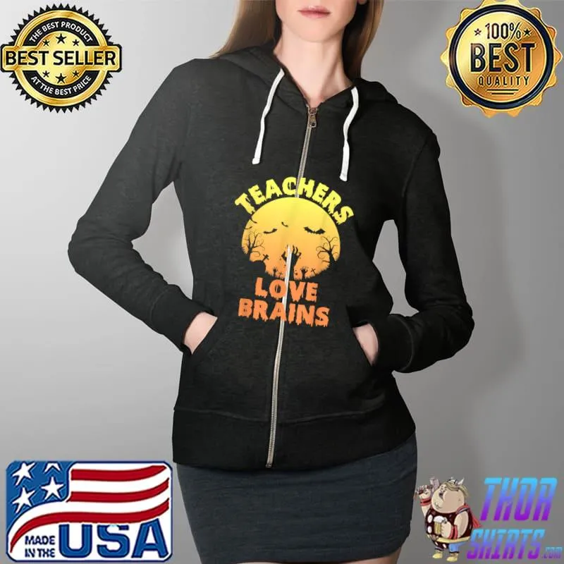 Creepy Horror Zombie Halloween Teachers T-Shirt Full Zip Hooded