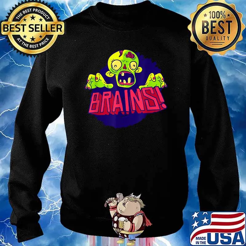 Creepy Zombie Brain Funny Scary Halloween Kids Boys Girls T-Shirt Sweater
