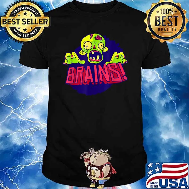 Creepy Zombie Brain Funny Scary Halloween Kids Boys Girls T-Shirt