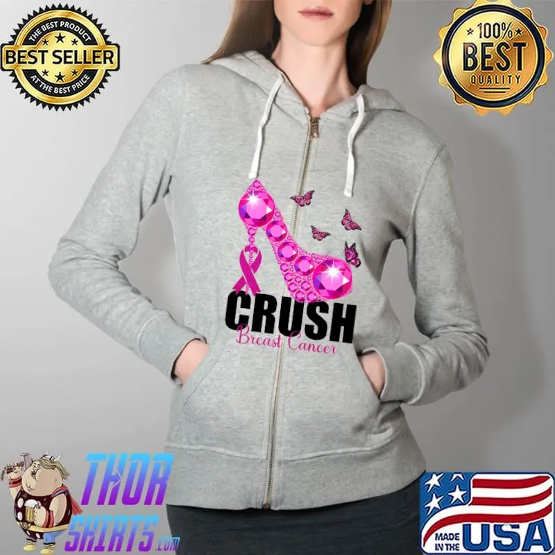 Crush Breast Cancer Awareness Pink Ribbon T-s Full Zip Hooded