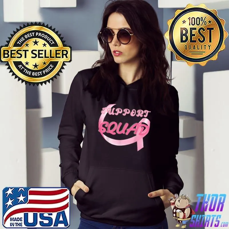 Curve Ribbon Breast Cancer Awareness Support Squad T-Shirt Hoodie
