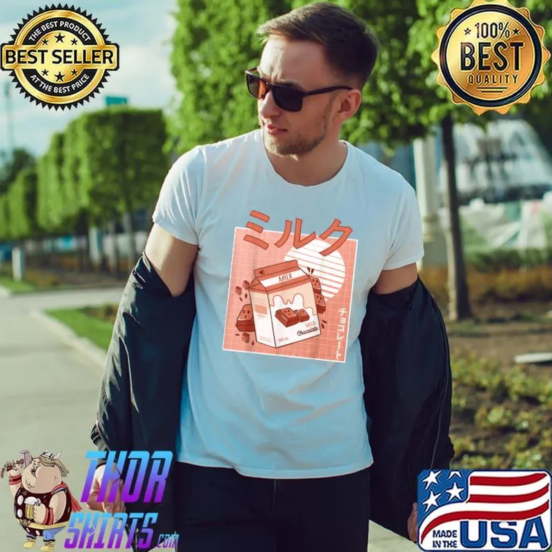Cute Asian Japanese Kawai Chocolate Milk Retro 90s kawaii T-Shirt
