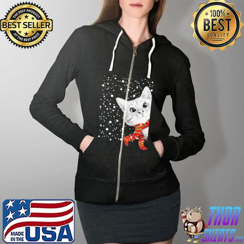 Cute Cat hello Christmas Shirt Full Zip Hooded