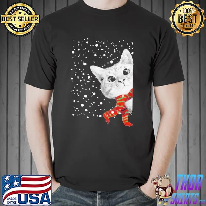 Cute Cat hello Christmas Shirt Unisex